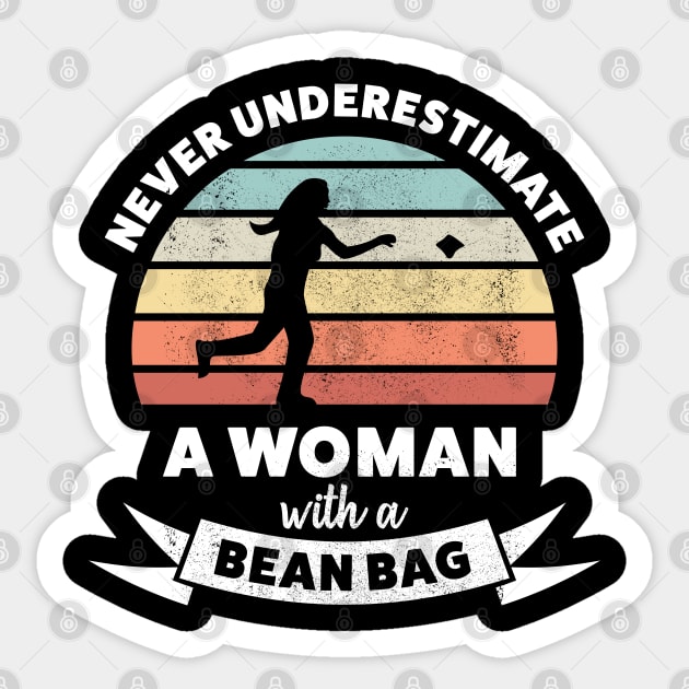 A Women with a Bean Bag Cornhole (Gift) Sticker by qwertydesigns